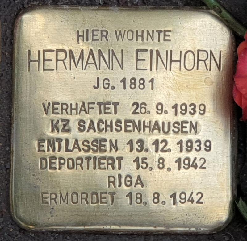 Stolperstein für Hermann Einhorn