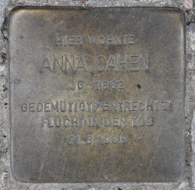 Stolperstein für Anna Cahen.