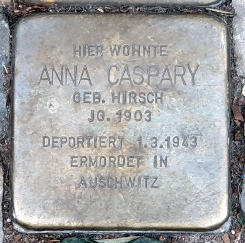 Stolperstein für Anna Caspary. Fotorechte: OTFW