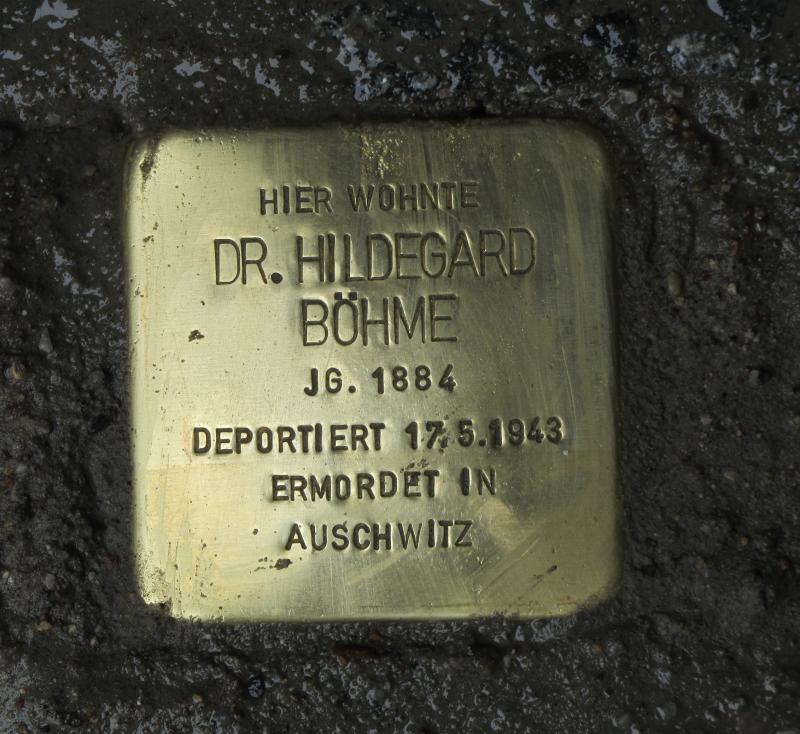 Stolperstein Dr. Hildegard Böhme©Initiative Charlottenburg-Wilmersdorf, Mai 2013