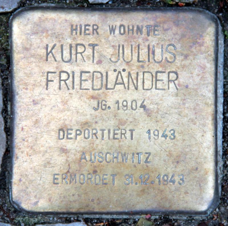 Stolperstein für Kurt Julius Friedländer.