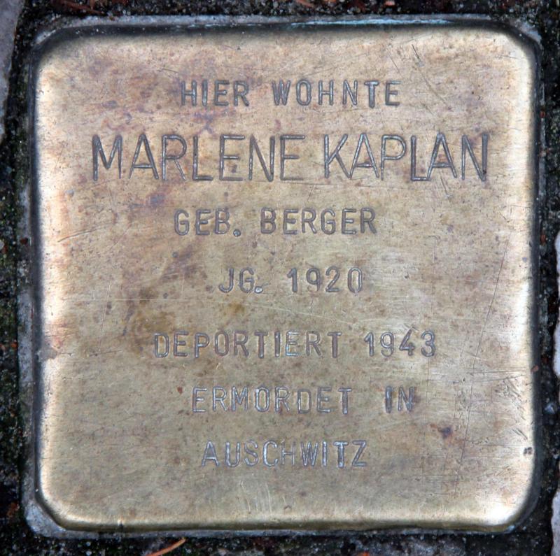 Stolperstein für Marlene Kaplan.