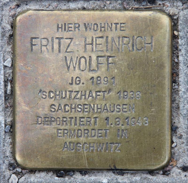 Stolperstein für Fritz Heinrich Wolff © OTFW