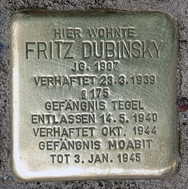 Stolperstein für Fritz Dubinsky