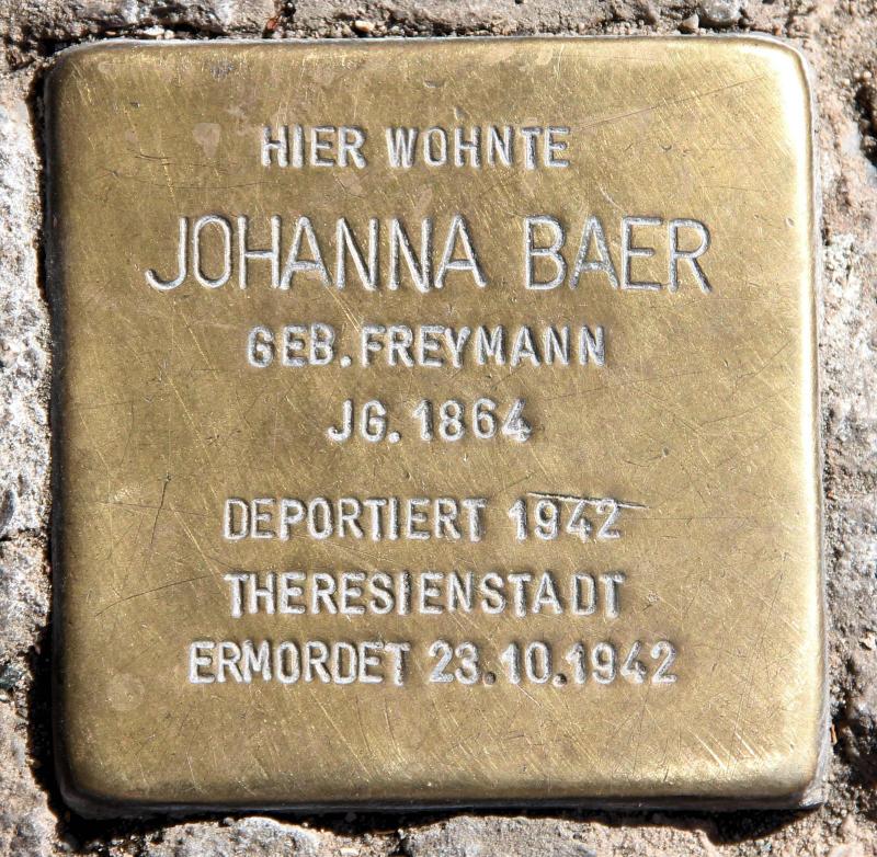 Stolperstein für Johanna Baer.