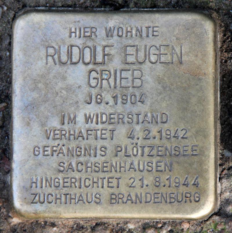 Stolperstein für Rudolf Eugen Grieb.