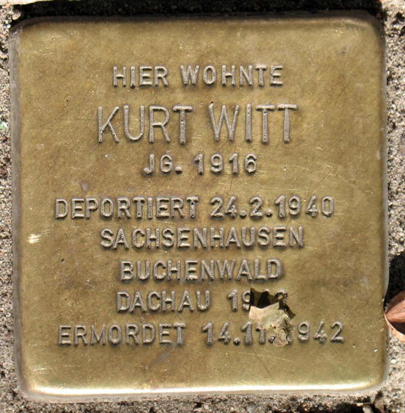 Stolperstein für Kurt Witt.