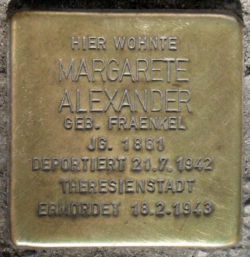 Stolperstein für Margarete Alexander.
