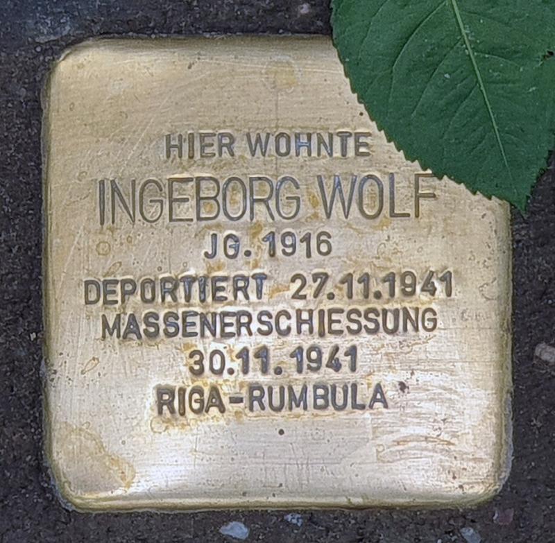 Stolperstein Ingeborg Wolf, Foto: OTFW
