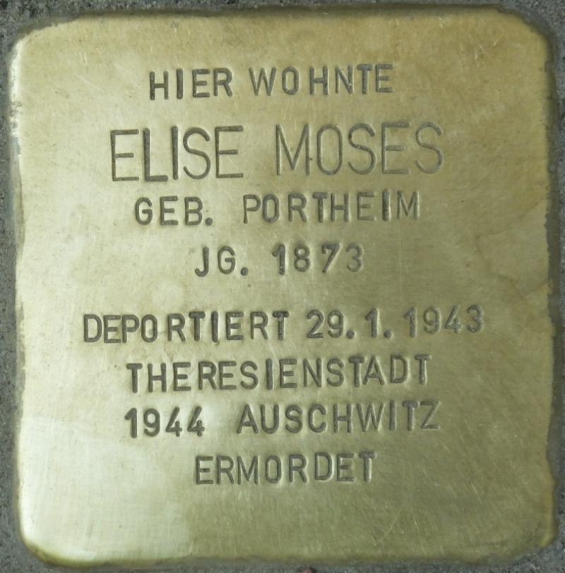 Stolperstein Elise Moses Bild: Stolpersteine-Initiative CW, Hupka