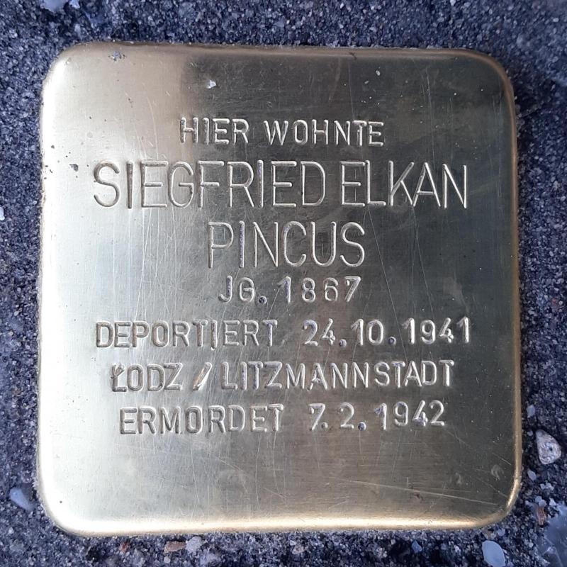 Stolperstein Siegfried Elkan Pincus © Initiative Stolpersteine Berlin-Mitte