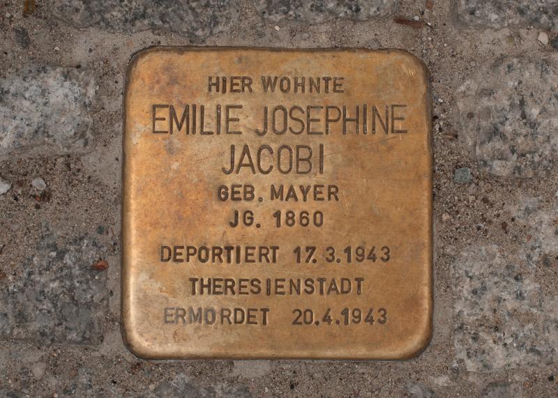 Stolperstein für Emilie Josephine Jacobi, Foto:  A. Bukschat & C. Flegel
