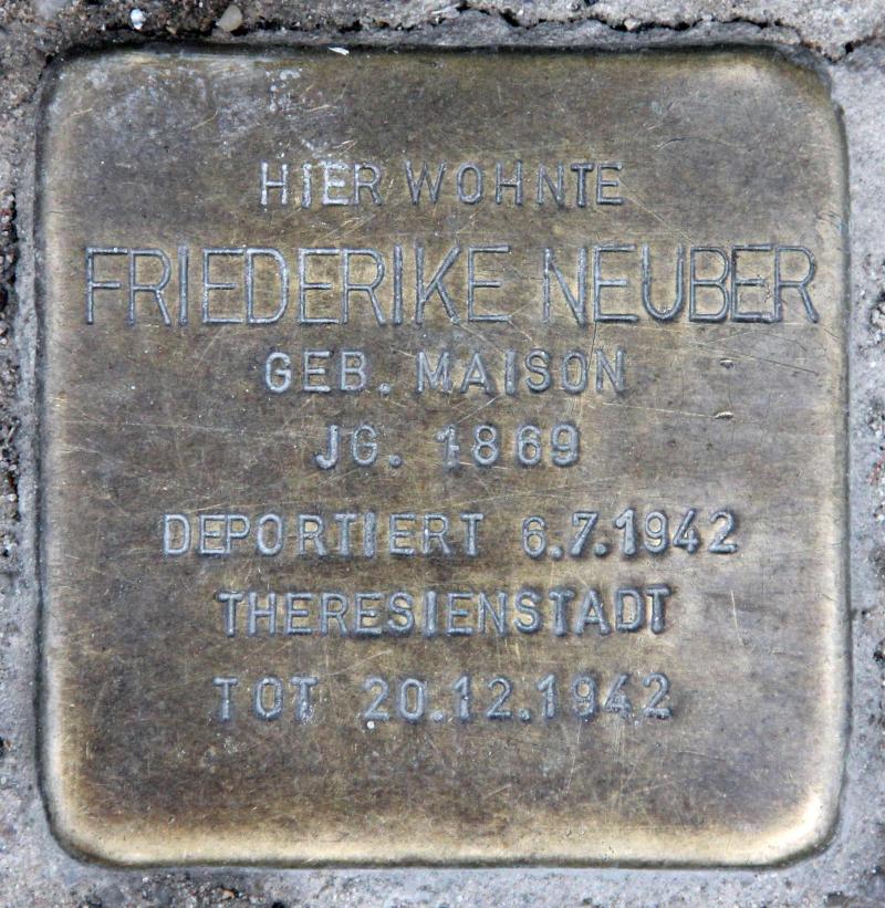 Stolperstein für Friederike Johanna Neuber.