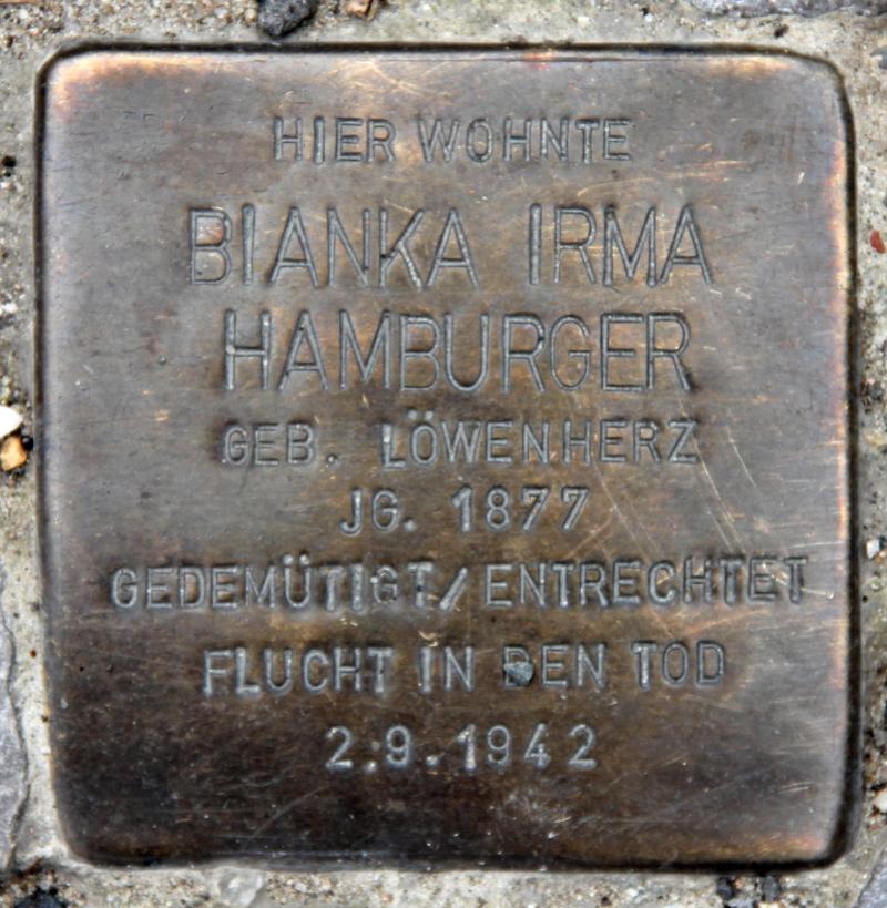 Stolperstein für Bianka Irma Hamburger.