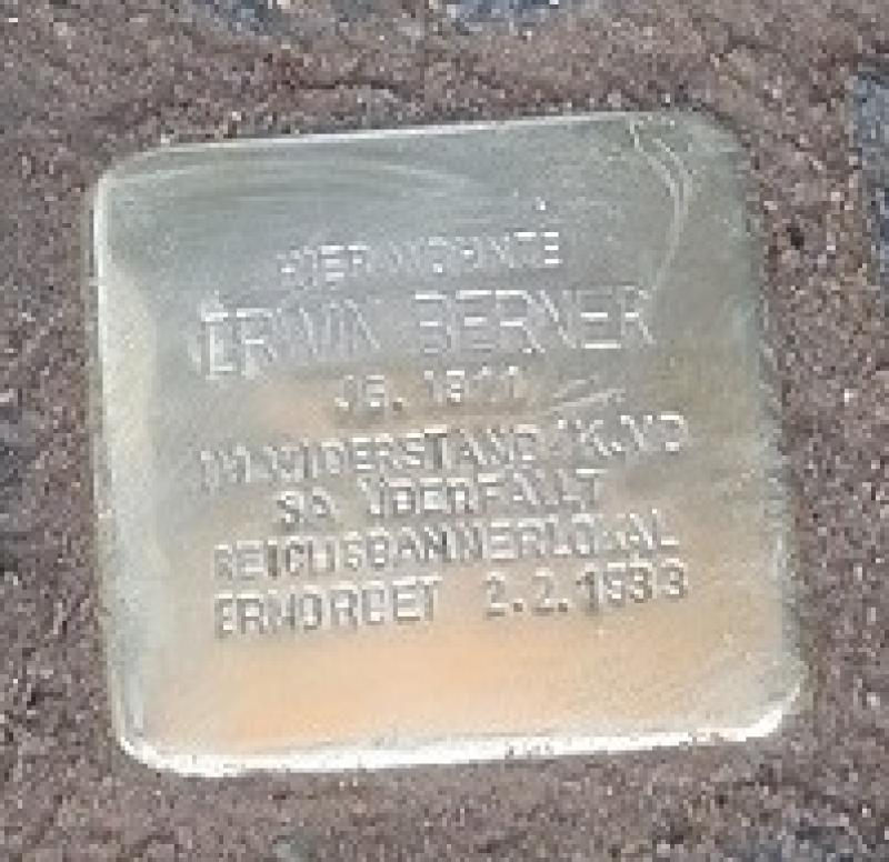 Stolperstein Erwin Berner © Eric Strohmeier/ Museum Neukölln
