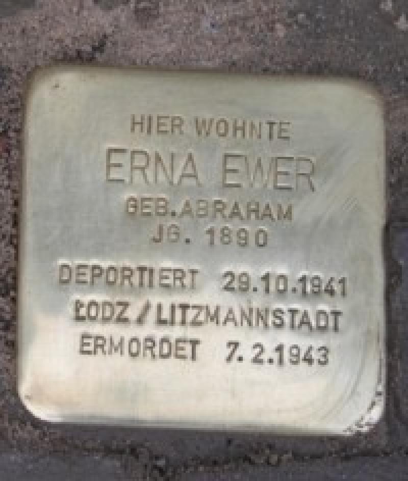 Stolperstein für Erna Ewer Initiative Stolpersteine Charlottenburg- Wilmersdorf