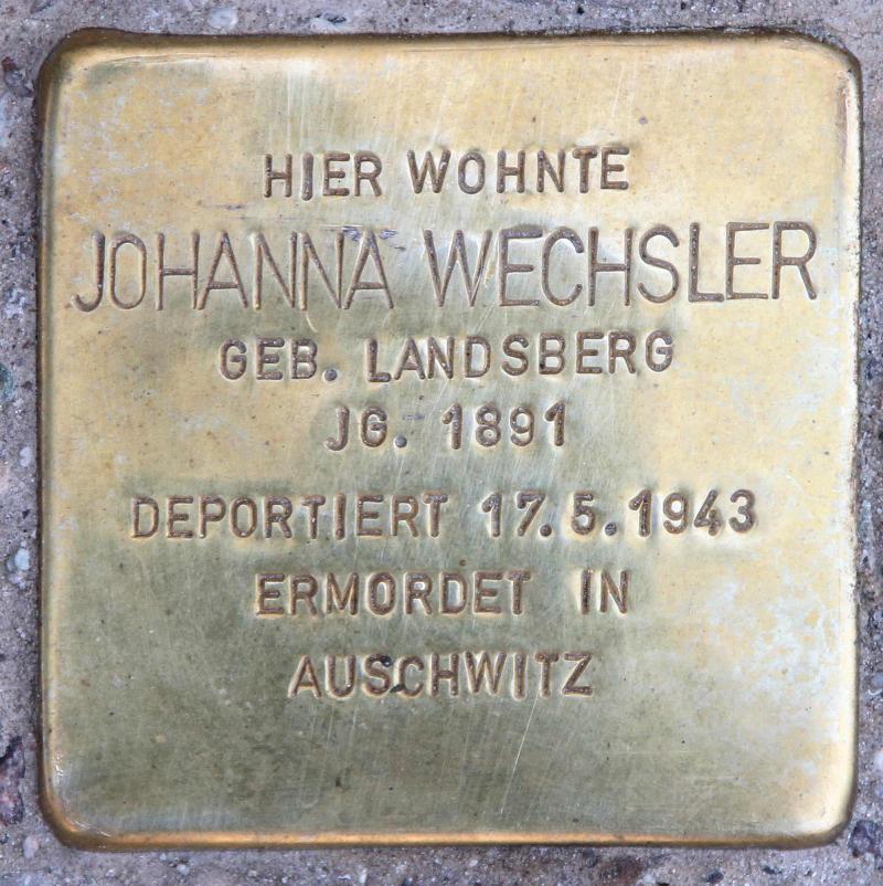 Stolperstein für Johanna Wechsler (Vecsler).