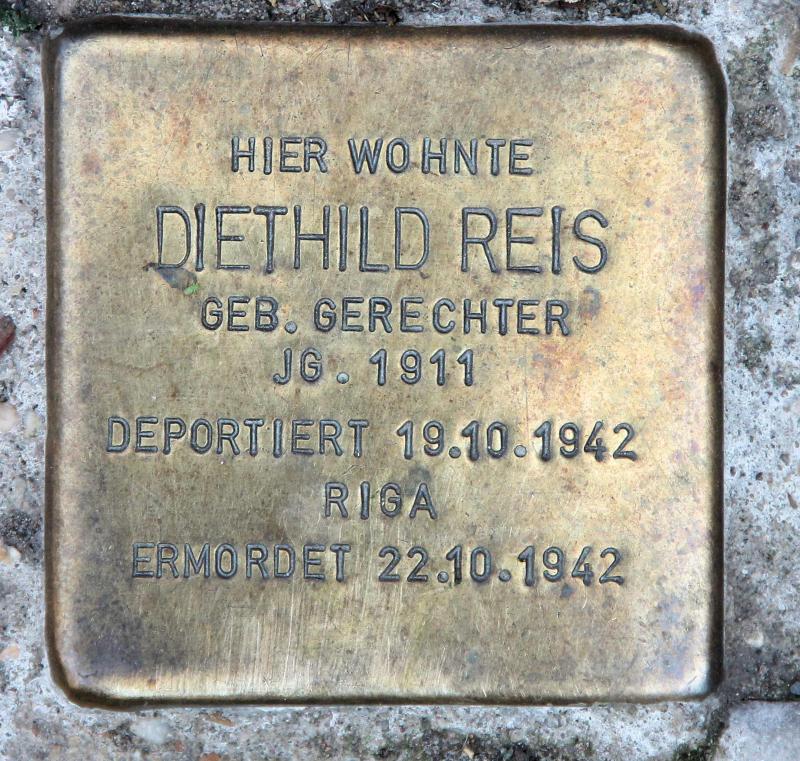 Stolperstein für Diethild Reis. Foto: OTFW.