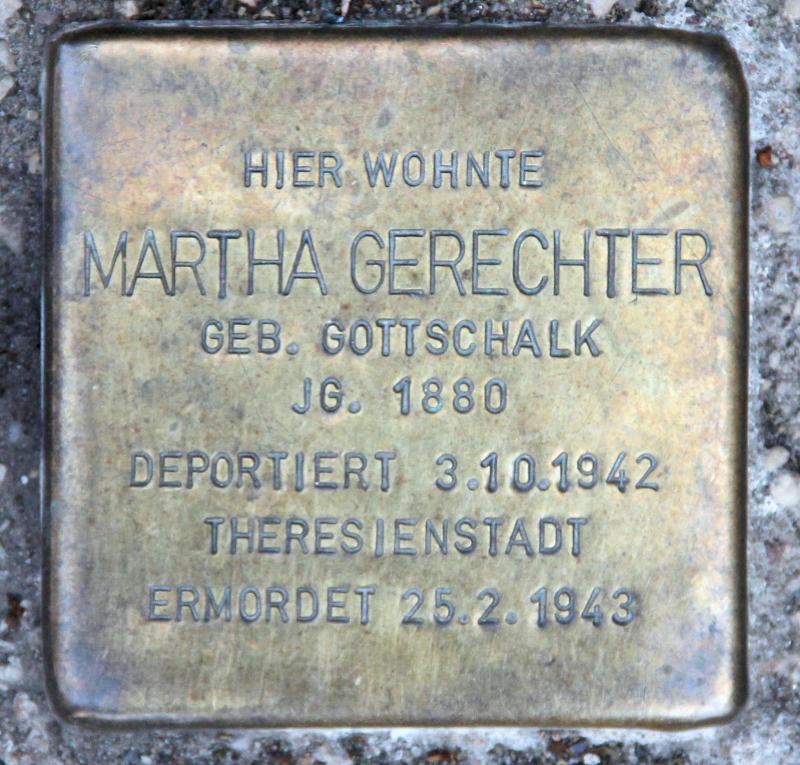 Stolperstein für Martha Gerechter. Foto: OTFW.