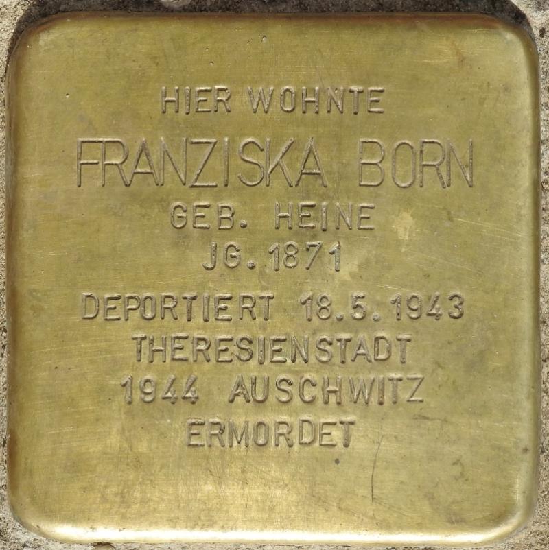 Stolperstein Franziska Born Bild: Stolpersteine-Initiative CW, Hupka