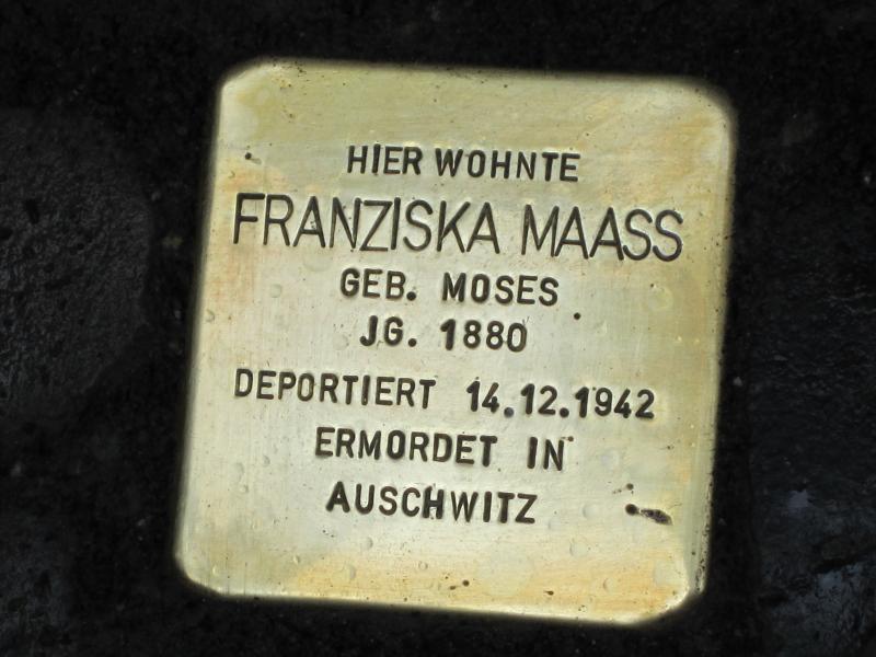 Stolperstein für Franziska Maass. Copyright: MTS