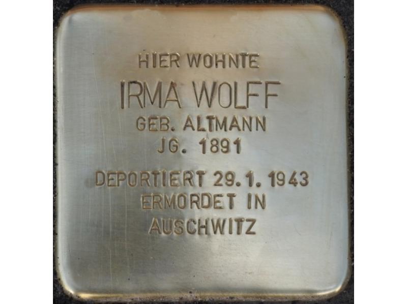 Stolperstein für Irma Wolff, Bild: Stolpersteine-Initiative CW, Hupka