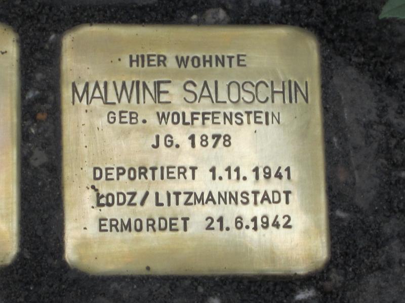 Stolperstein für Malwine Saloschin. Copyright: MTS