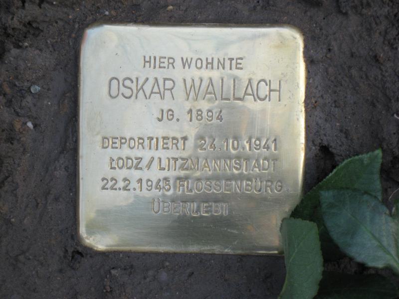 Stolperstein für Oskar Wallach. Foto: MTS