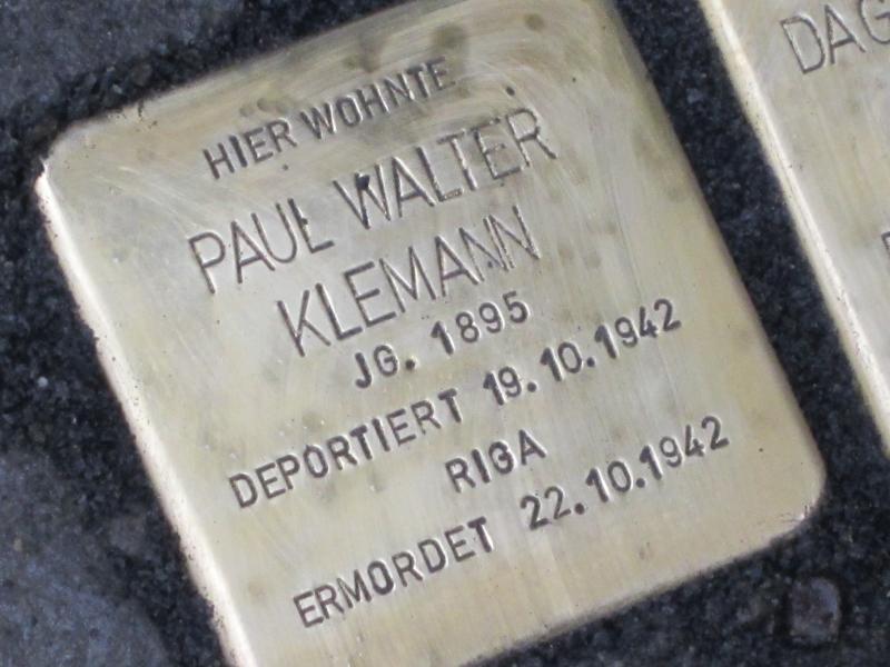 Stolperstein für Paul Walter Klemann. Copyright: MTS