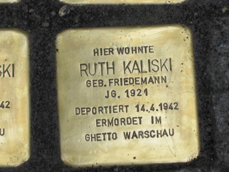 Stolperstein für Ruth Kaliski. Copyright: MTS
