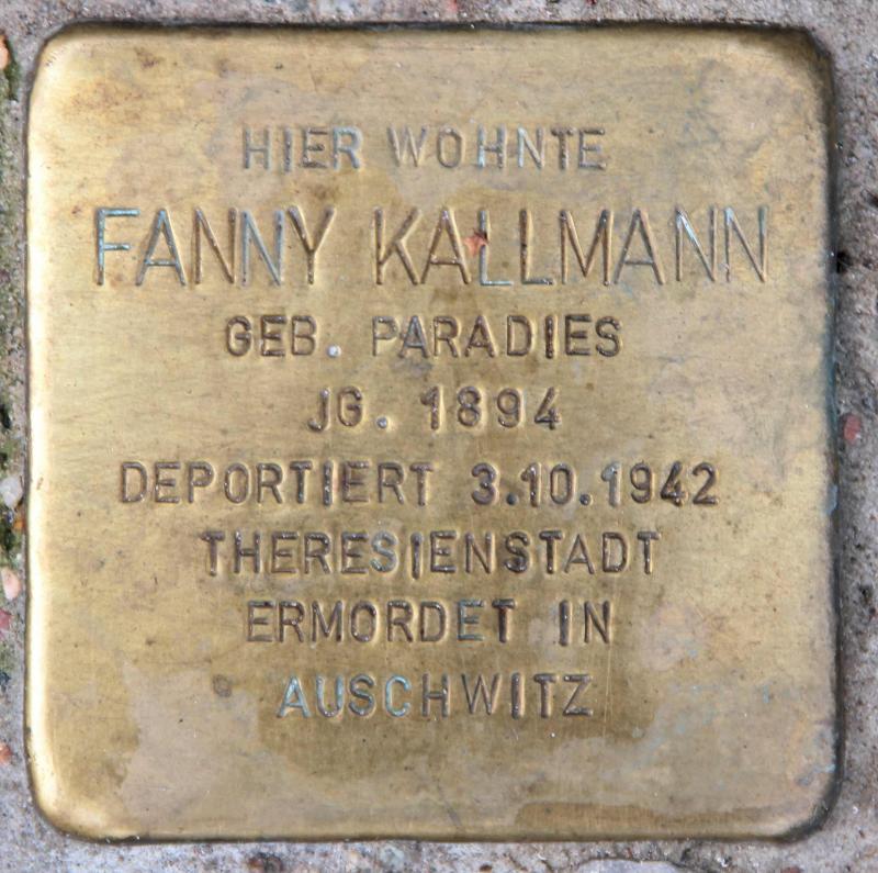 Stolperstein für Fanny Kallmann.