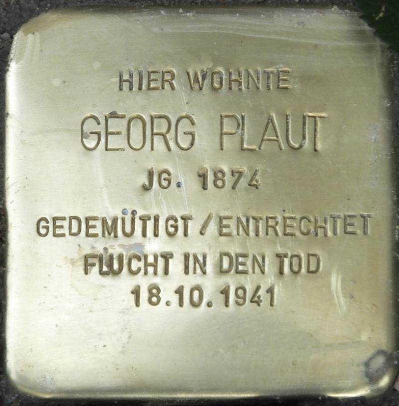 Stolperstein Georg Plaut Bild: Stolpersteine-Initiative CW, Hupka