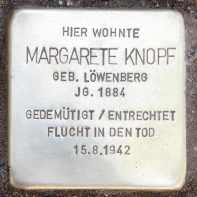 Stolperstein für Margarete Knopf.