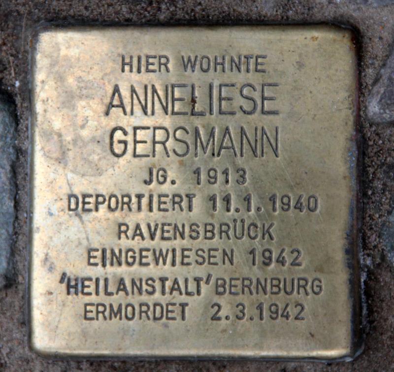 Stolperstein für Anneliese Gersmann.
