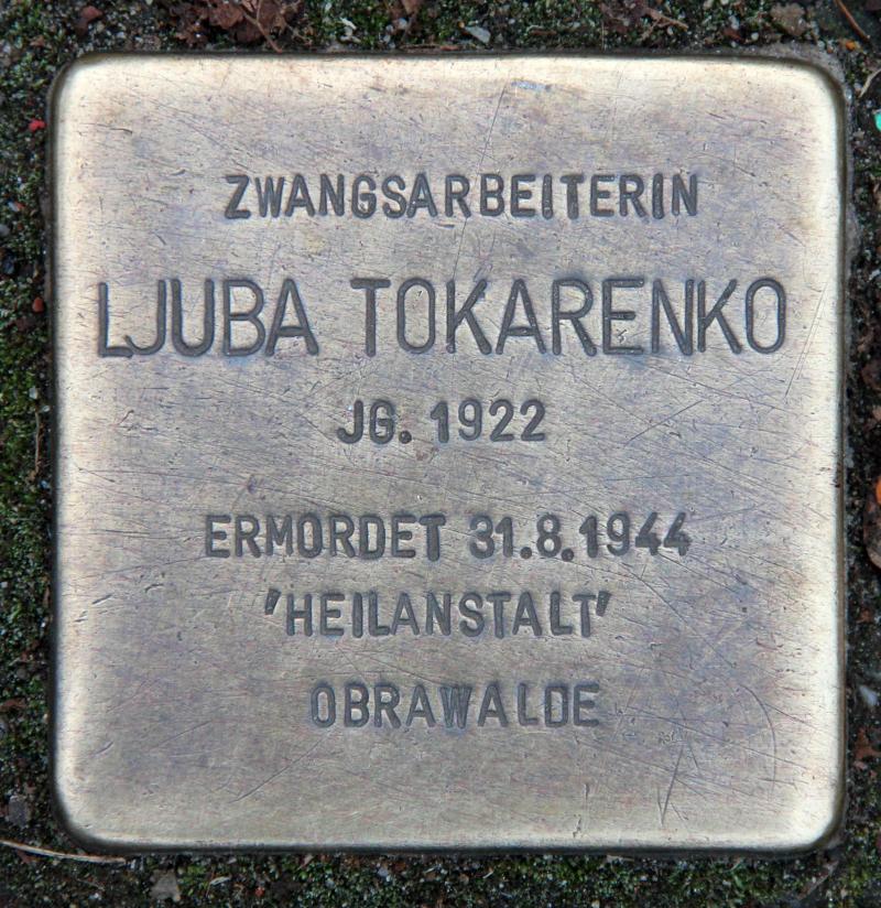 Stolperstein für Ljuba Tokarenko.