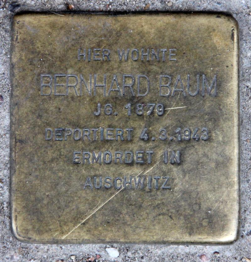 Stolperstein für Bernhard Baum.
