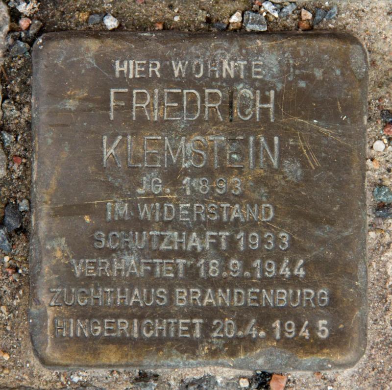 Stolperstein für Friedrich Klemstein.