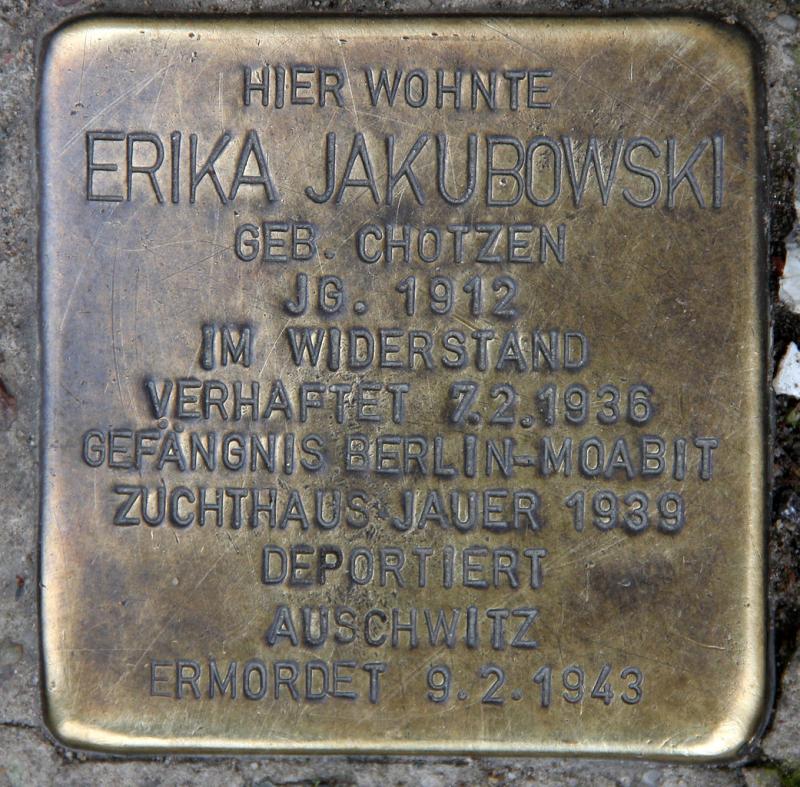 Stolperstein für Erika Jakubowski © OTFW