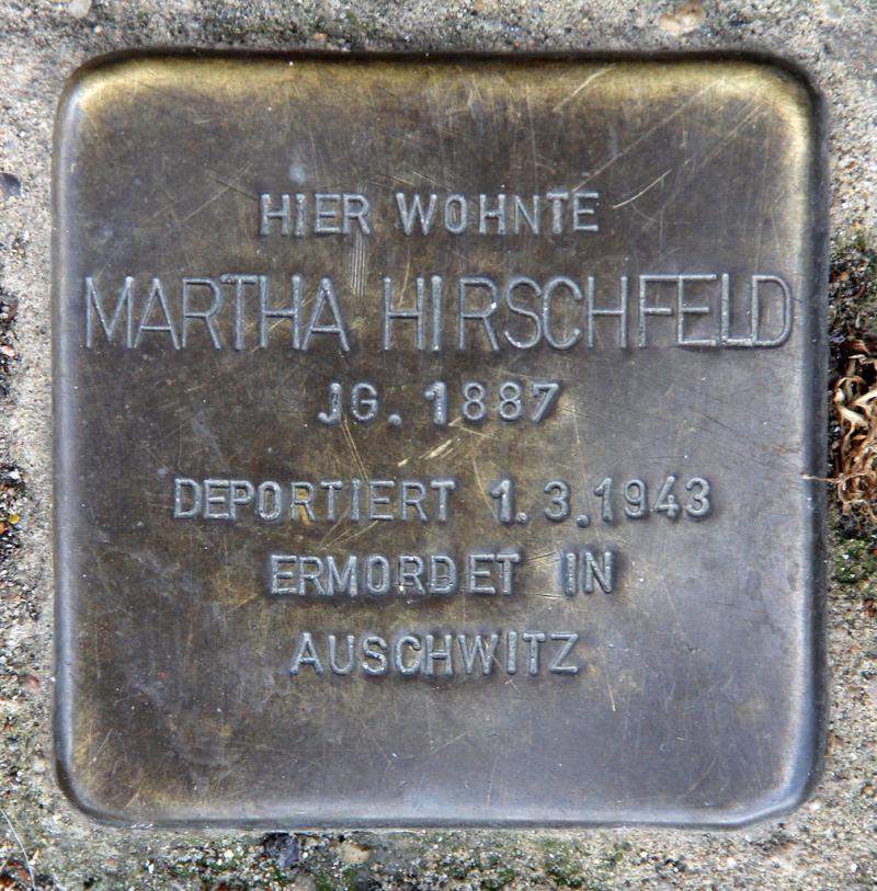 Stolperstein für Martha Hirschfeld © OTFW