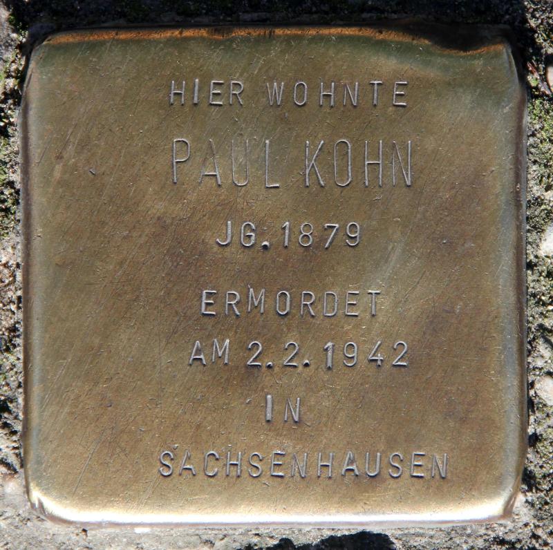 Stolperstein für Paul Kohn.