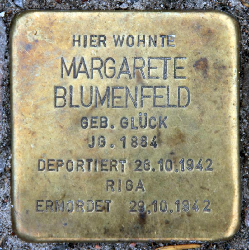 Stolperstein für Margarete Blumenfeld.