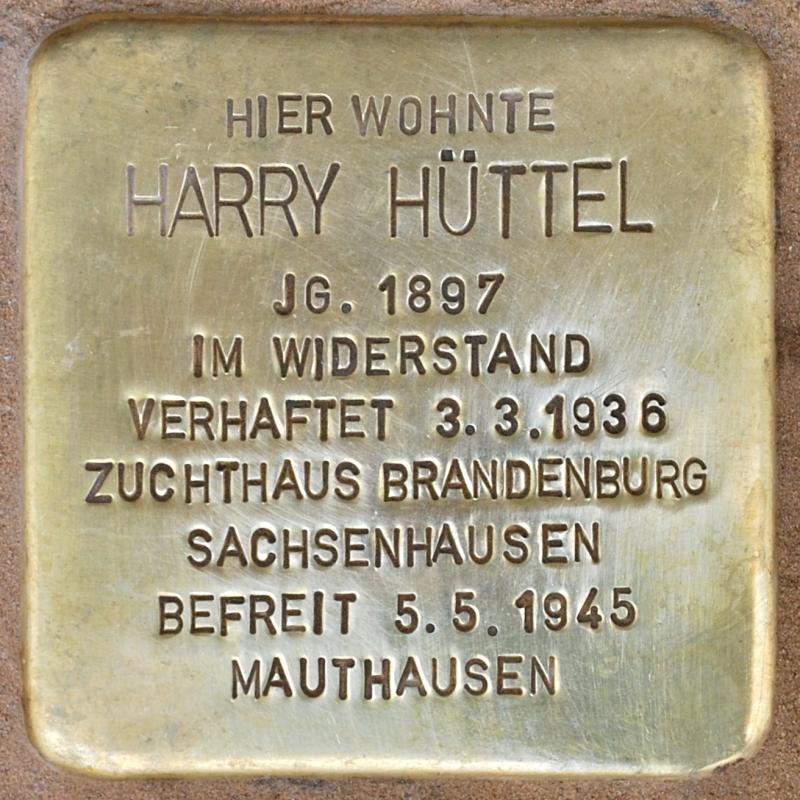 Stolperstein für Harry Hüttel © Privatbesitz