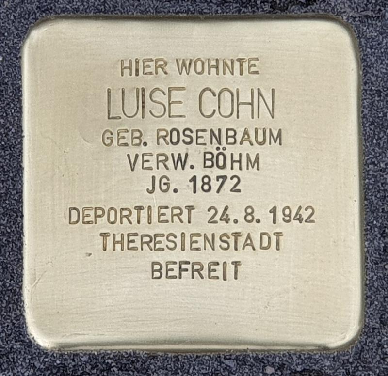 Stolperstein für Luise Cohn, Foto: OTFW