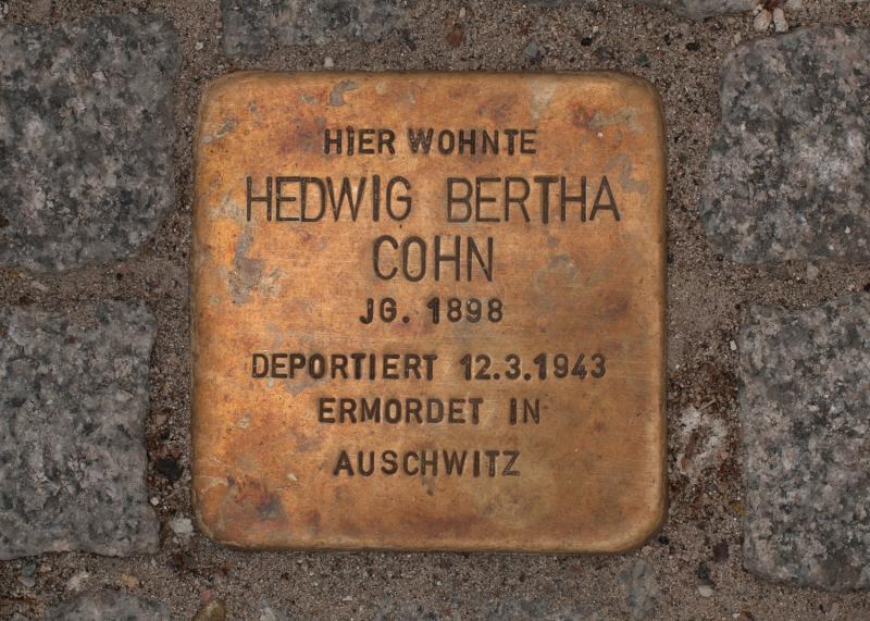 Stolperstein für Hedwig Bertha Cohn, Foto:  A. Bukschat & C. Flegel