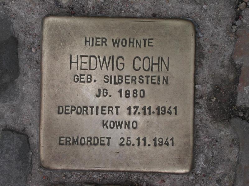 Stolperstein Hedwig Cohn © Michael Rohrmann