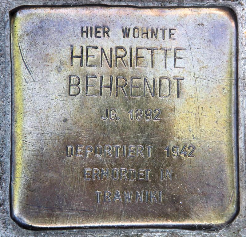 Stolperstein für Henriette Behrendt.