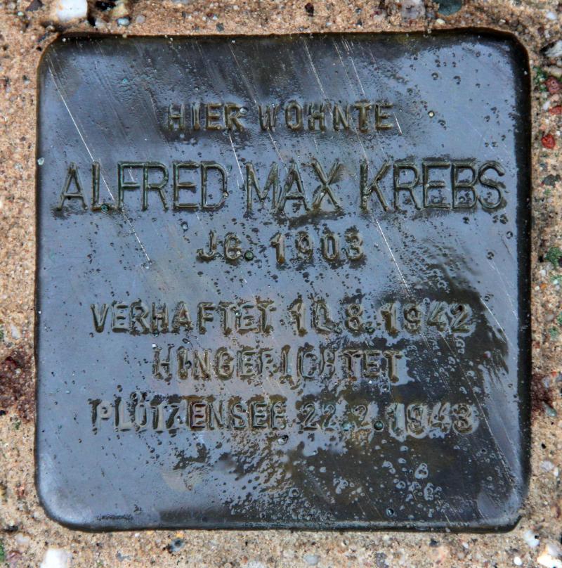 Stolperstein für Alfred Max Krebs.