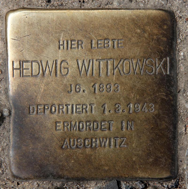 Stolperstein für Hedwig Wittkowski.
