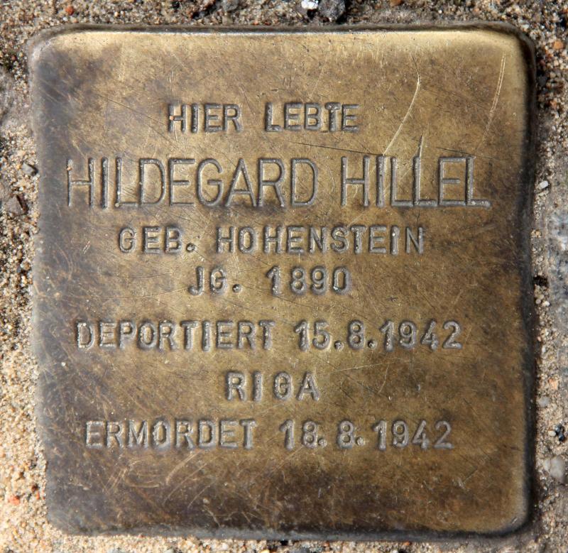 Stolperstein für Hildegard Hillel.