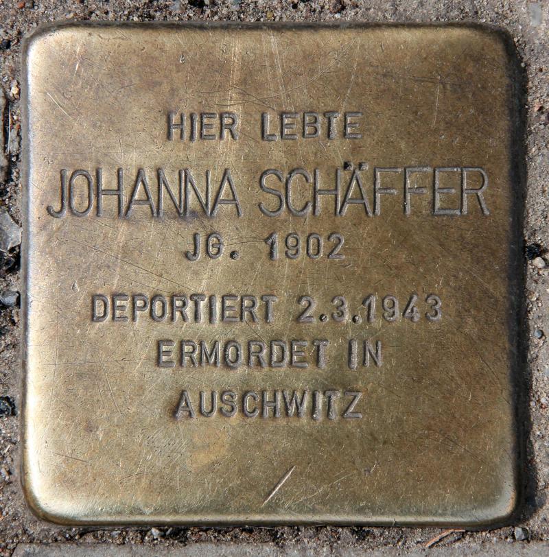 Stolperstein für Johanna Schäffer.
